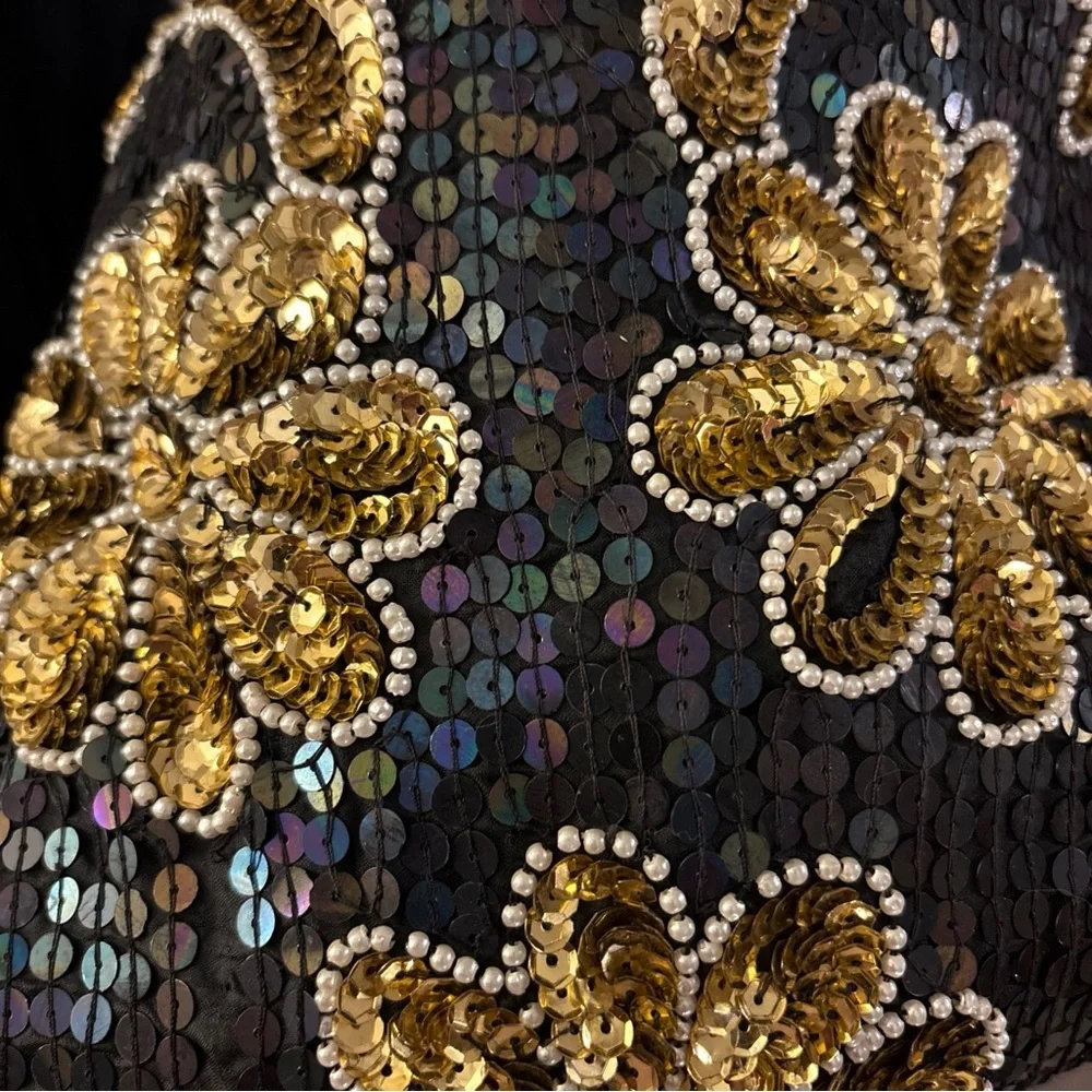 Vintage Size 20 CeeCee 100% Silk Hand Beaded Blouse Sequined Bling New Years - Picture 9 of 10